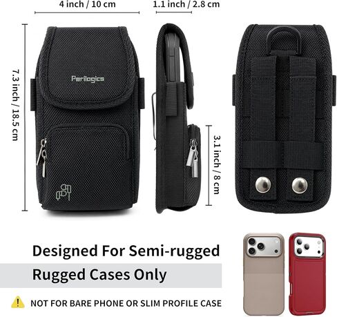 Perilogics Molle Tactical Pouch Phone Holster. Fits Phone with Case on iPhone 15 Pro Max, 15 Plus, iPhone 13, 13 Pro Max; Samsung S20 Plus, Note 9, S10 Plus, S9 Plus; Pixel 3 XL. in Saudi Arabia