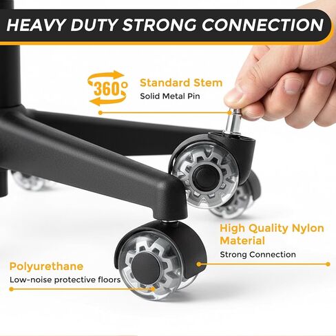 2-Inch Heavy Duty Office Chair Casters Replacement, Universal Stem Fits 99% of Chairs, Smooth & Silent Roll, No Floor Marks, Safe for All Floor Types,Supports 2000 lbs，Set of 5。 in Kuwait