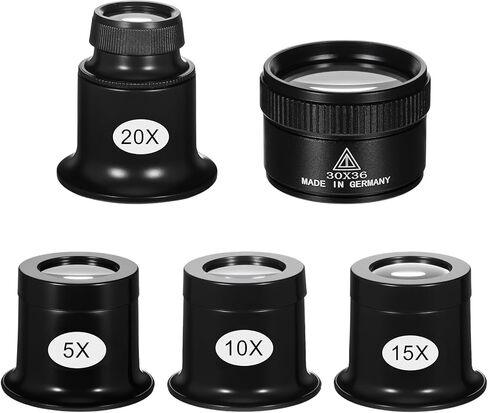 5 قطع مجوهرات العدسة المحمولة أحادية المجوهرات Loupes 5X 10X 15X 20X 30X مجوهرات المكبر عدسة مكبرة للمجوهرات الساعات ساعة عملة ختم النسيج إصلاح الدوائر البصرية in Kuwait