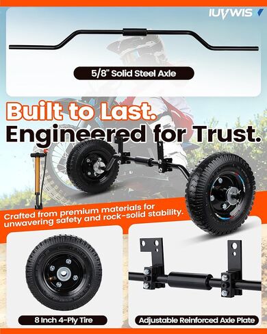 عجلات تدريب الدراجة الترابية قابلة للتعديل بالكامل 49cc 50cc عالمية لشفرات الحلاقة MX125 MX350 MX400 PW50 TTR50 CRF50 XR50 Z50 Z50R Kids DirtBike مع مضخة هواء، بناء آمن ومستقر وثقيل in Kuwait