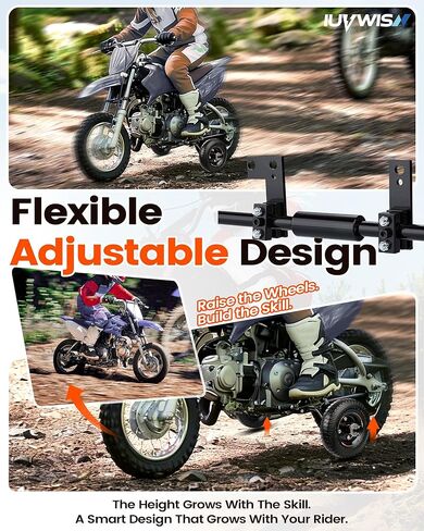 عجلات تدريب الدراجة الترابية قابلة للتعديل بالكامل 49cc 50cc عالمية لشفرات الحلاقة MX125 MX350 MX400 PW50 TTR50 CRF50 XR50 Z50 Z50R Kids DirtBike مع مضخة هواء، بناء آمن ومستقر وثقيل in Kuwait