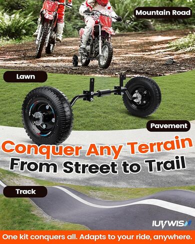 عجلات تدريب الدراجة الترابية قابلة للتعديل بالكامل 49cc 50cc عالمية لشفرات الحلاقة MX125 MX350 MX400 PW50 TTR50 CRF50 XR50 Z50 Z50R Kids DirtBike مع مضخة هواء، بناء آمن ومستقر وثقيل in Kuwait