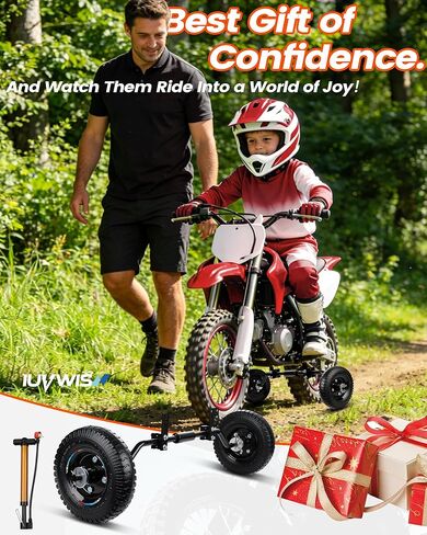 عجلات تدريب الدراجة الترابية قابلة للتعديل بالكامل 49cc 50cc عالمية لشفرات الحلاقة MX125 MX350 MX400 PW50 TTR50 CRF50 XR50 Z50 Z50R Kids DirtBike مع مضخة هواء، بناء آمن ومستقر وثقيل in Kuwait