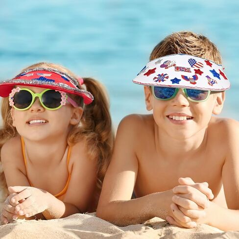 Cinrobiye 12 Set 4th of July Foam Visors Crafts Kits Bulk DIY Patriotic Sun Visor Hats DIY Crafts Sports Supplies with Stickers for Independence Day Parade Summer Beach Party Outdoor Tennis Supplies in Kuwait