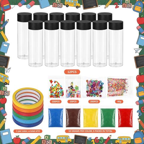 146 Pcs Adult Sensory Bottles Filler Fine Kits Sensory Bin Items Counting Sorting Supplies for Office Education Activities Include Pom Poms Pen Scissors Notebooks in Kuwait