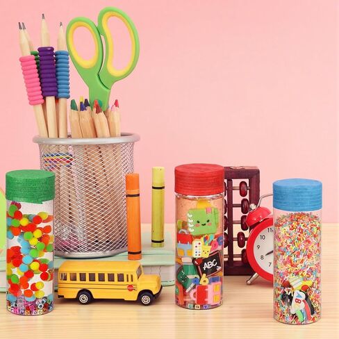 146 Pcs Adult Sensory Bottles Filler Fine Kits Sensory Bin Items Counting Sorting Supplies for Office Education Activities Include Pom Poms Pen Scissors Notebooks in Kuwait