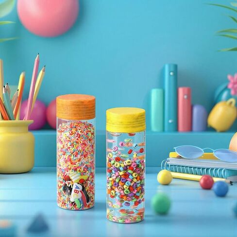 146 Pcs Adult Sensory Bottles Filler Fine Kits Sensory Bin Items Counting Sorting Supplies for Office Education Activities Include Pom Poms Pen Scissors Notebooks in Kuwait