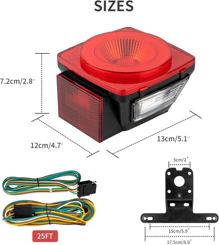12V Square LED Trailer Light Kit – Stop Turn Tail Brake Running License Lights with Wiring Kit for Trailers, Trucks, RVs, Boats, Campers in Kuwait