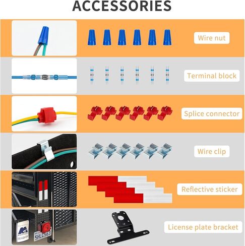 12V Square LED Trailer Light Kit – Stop Turn Tail Brake Running License Lights with Wiring Kit for Trailers, Trucks, RVs, Boats, Campers in Kuwait