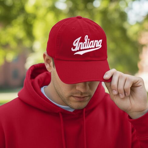 قبعة بيسبول جامعة صبار الصحراء إنديانا Hoosiers Bloomington قبعات مطرزة ذات حواف قبعة قابلة للتعديل بحزام قماش للبالغين (نمط F1) أبيض in Saudi Arabia