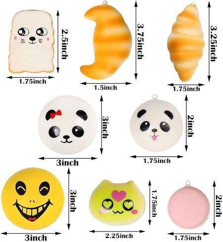WATINC Random 70Pcs Squeeze Toys, Birthday Gifts for Kids Party Favors, Slow Rising Simulation Bread Squeeze Stress Relief Squeeze Toys Goodie Bags Egg Filler in Kuwait