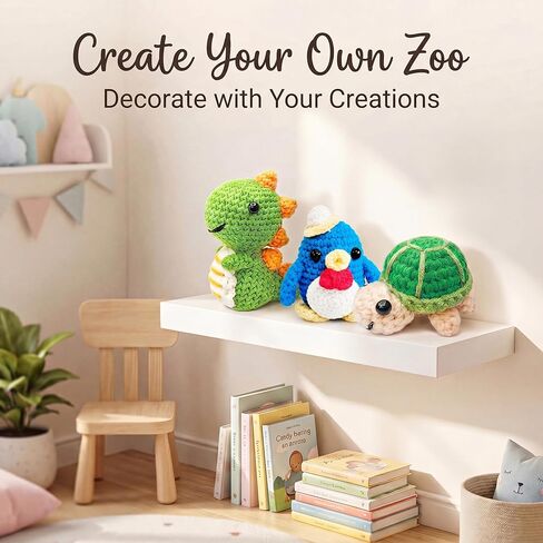 Crochet Kits for Begainners – 6 pcs Animal Amigurumi Set, 6 pcs Zipper Bag, Beginner Crochet Starter Pack for Adults & Kids, Learn to DIY Craft Stitch with Yarn, Hooks, Stuffing & Paper Instructions in Kuwait