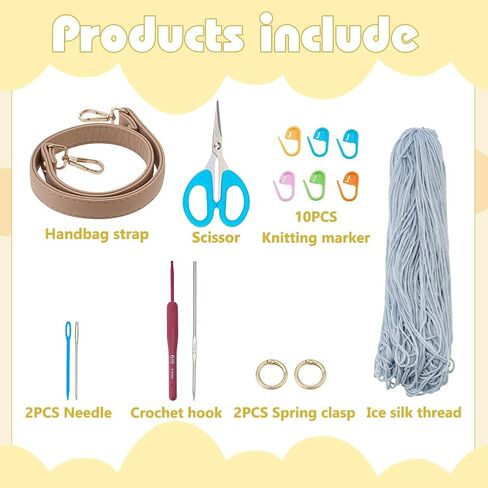 ACRNIGHEET Crochet Bag Kit for Beginners Adults Short Strap Shoulder Bag Knitting Kit with Yarn and Hook Boho DIY Craft Kits Gift for Adults with Video Guide Tutorial Crochet Starter Kit in Kuwait
