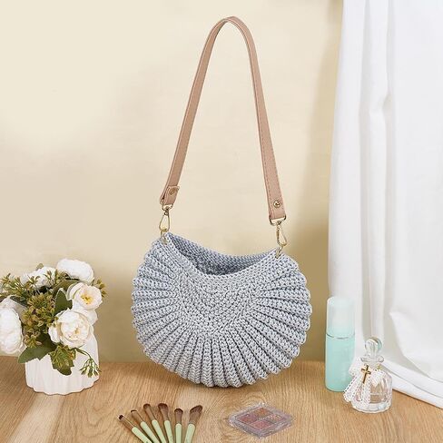 ACRNIGHEET Crochet Bag Kit for Beginners Adults Short Strap Shoulder Bag Knitting Kit with Yarn and Hook Boho DIY Craft Kits Gift for Adults with Video Guide Tutorial Crochet Starter Kit in Kuwait