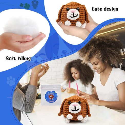 Vanttokeey Crochet Kit for Beginners Dog, Complete Amigurumi Animals with Step-by-Step Video Tutorials, All-in-One DIY Knitting Supplies DIY Handcraft for Adults and Kids in Kuwait