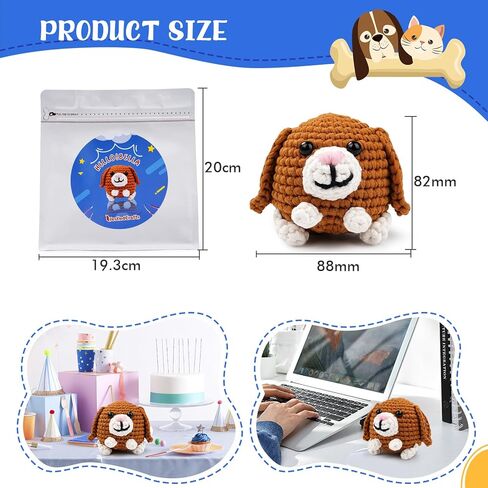 Vanttokeey Crochet Kit for Beginners Dog, Complete Amigurumi Animals with Step-by-Step Video Tutorials, All-in-One DIY Knitting Supplies DIY Handcraft for Adults and Kids in Kuwait