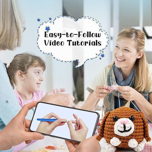 Vanttokeey Crochet Kit for Beginners Dog, Complete Amigurumi Animals with Step-by-Step Video Tutorials, All-in-One DIY Knitting Supplies DIY Handcraft for Adults and Kids in Kuwait