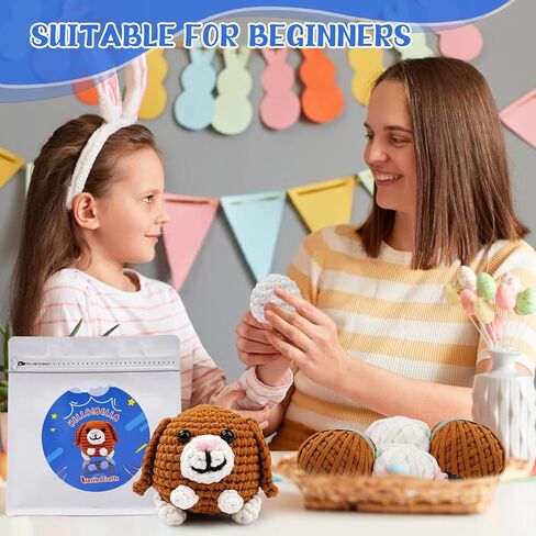 Vanttokeey Crochet Kit for Beginners Dog, Complete Amigurumi Animals with Step-by-Step Video Tutorials, All-in-One DIY Knitting Supplies DIY Handcraft for Adults and Kids in Kuwait