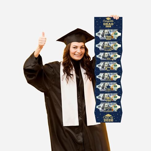 حامل أموال التخرج من الذهب الأزرق لفئة 2026، ظرف نقدي للتخرج مكون من 10 فتحات مع تهنئة GRAD 2026 واقتباسات ملهمة، هدية جارد لخريجي كلية المدرسة الثانوية in Kuwait