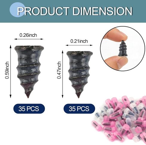 70PCS Screw in Tire Plugs, Tire Repair Screws, Tire Repair Rubber Nail Kit, Self-Service Tire Screw Plug Repair Kit for Most Car, Truck, Motorcycle, Tractor Tire Puncture Repair in Kuwait