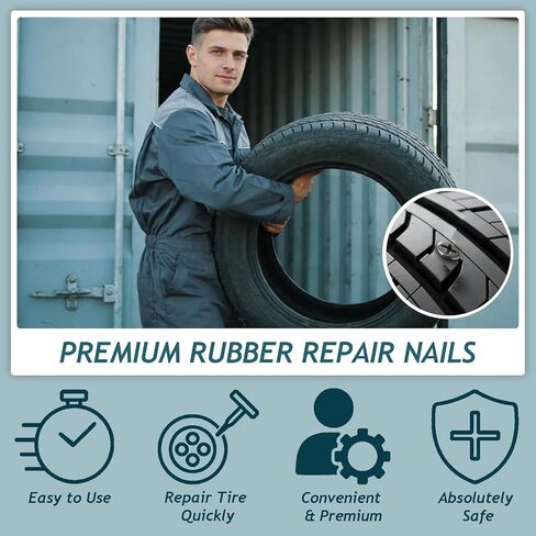 70PCS Screw in Tire Plugs, Tire Repair Screws, Tire Repair Rubber Nail Kit, Self-Service Tire Screw Plug Repair Kit for Most Car, Truck, Motorcycle, Tractor Tire Puncture Repair in Kuwait