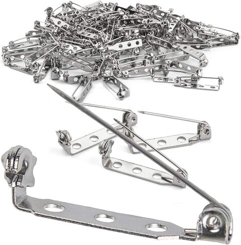 STARVAST 500 Pcs Silver Tone Brooch Pin Backs Clasp 1 Inch Bar Pins Findings 3 Holes Safety Pins for Badge Insignia, Citation Bars, Making Corsage, Name Tags, Toy Pins and Jewelry Making in Kuwait