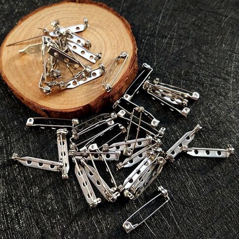 STARVAST 500 Pcs Silver Tone Brooch Pin Backs Clasp 1 Inch Bar Pins Findings 3 Holes Safety Pins for Badge Insignia, Citation Bars, Making Corsage, Name Tags, Toy Pins and Jewelry Making in Kuwait