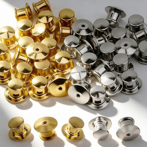 40 Pcs Locking Pin Backs for Enamel Pins, Metal Pin Locking Keepers & Secure Clasps in Gold & Silver, Replacement Backings for Badges, Brooches, Collectibles in Kuwait
