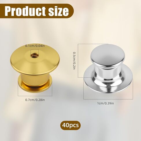 40 Pcs Locking Pin Backs for Enamel Pins, Metal Pin Locking Keepers & Secure Clasps in Gold & Silver, Replacement Backings for Badges, Brooches, Collectibles in Kuwait