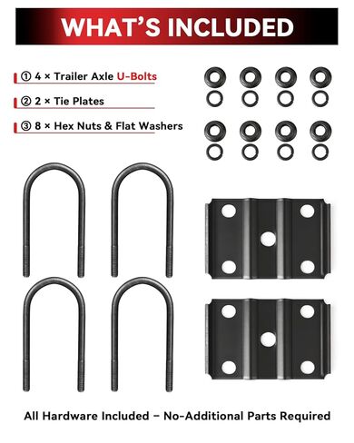 Trailer U Bolt Kit for 5200–7000 lb Axles, 7" Long 1/2" Diameter Heavy Duty Axle U Bolts for 3" Round Trailer Axle, Includes Tie Plates, Nuts & Washers in Kuwait