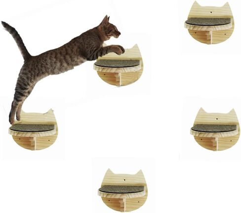Solid Wood Wall Mounted Carpet-Covered Cat Shelves, Cat Wall Furnitures, Floating Shelves, Cat Wall Scratching Post, Cat Steps, Cat Stairs, Cat Perch in Saudi Arabia
