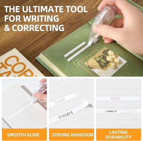 White Correction Tape, 10 Pack Bulk, Extra Long 65.62 Feet x 0.197 Inch, Strong Covering Power for Instant Corrections, Clear for Writing & No Marks for Copying, for School and Office in Kuwait