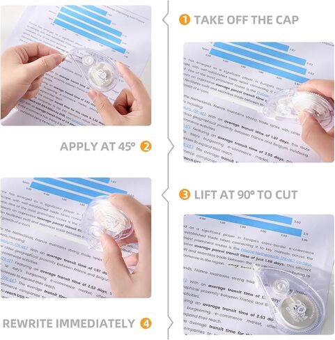 White Correction Tape, 10 Pack Bulk, Extra Long 65.62 Feet x 0.197 Inch, Strong Covering Power for Instant Corrections, Clear for Writing & No Marks for Copying, for School and Office in Kuwait