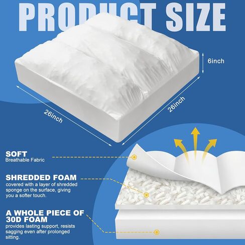 Sieral Couch Cushion Support 26" x 26" Sofa Cushion Support for Sagging Couch Seat Sofa Replacement High Density Foam Double-Layer Insert Pads Under Sag Repair Cushions for Sectional Loveseat Chair in Kuwait