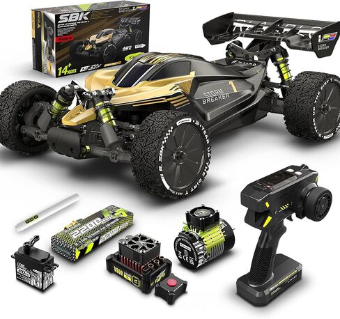 RIAARIO 1/10 Brushless RC Cars, RTR Monster Truck, Beginner RC Buggy, MAX 50+ MPH, 4WD, Waterproof, Carbon Fiber, Black, Ages 14+ in Kuwait