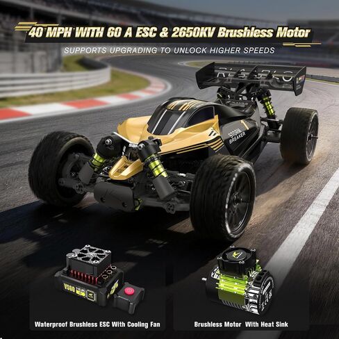 RIAARIO 1/10 Brushless RC Cars, RTR Monster Truck, Beginner RC Buggy, MAX 50+ MPH, 4WD, Waterproof, Carbon Fiber, Black, Ages 14+ in Kuwait