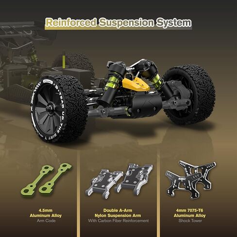 RIAARIO 1/10 Brushless RC Cars, RTR Monster Truck, Beginner RC Buggy, MAX 50+ MPH, 4WD, Waterproof, Carbon Fiber, Black, Ages 14+ in Kuwait