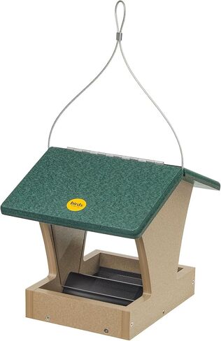 Birds Choice SN100 Two-Sided Hopper Feeder, Recycled Hanging Bird Feeder, Small, Taupe/Green in Saudi Arabia