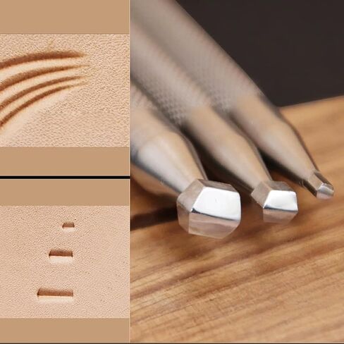 Ebrima Leather Stamping Tools, Stainless Steel Leather Beveler Stamp, Professional Double-Sided Edge Carving Set for LeatherCrafts DIY, 3Pcs in Kuwait