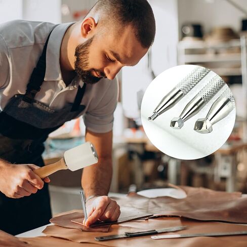 Ebrima Leather Stamping Tools, Stainless Steel Leather Beveler Stamp, Professional Double-Sided Edge Carving Set for LeatherCrafts DIY, 3Pcs in Kuwait