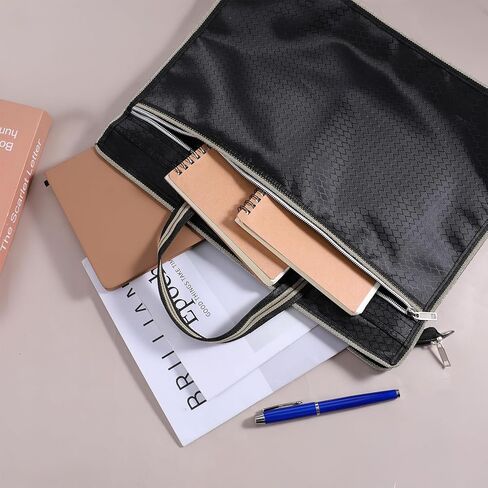 File Tote Bag Pouch, Oxford Zippered Document Bag with Handle, Lightweight Waterproof Oxford Document Storage Bags for Carrying Paper Files Books Filing Folder in Kuwait