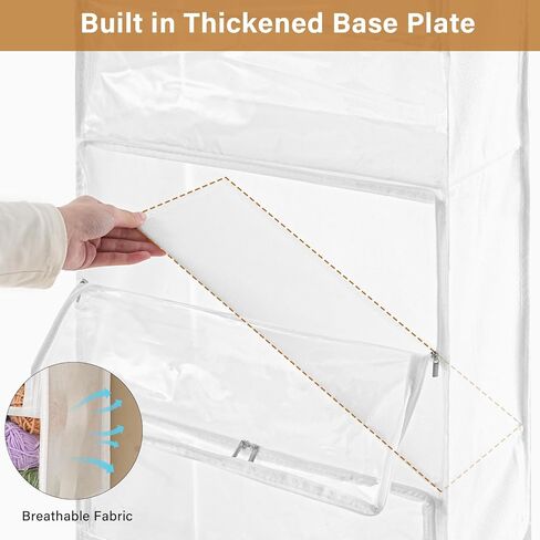 Hanging Yarn Storage Organizer with 6 Zippered Closure Compartments, Large Capacity Knitted Bag, Over the Door Hanging Yarn Holder for Yarn & Crochet Hooks, Clear White 1 Pack in Kuwait