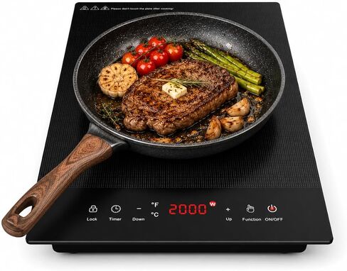 Electric Cooktop, 1800W Single Burner Electric Stove 110v Countertop Hot Plates Electric Plug in, Touch Control, Child Lock, 9 Power Levels Low Noise, 4 Hour-Timer Infrared Cooktop in Kuwait