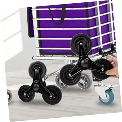 1Pair Heavy Duty Triangle Wheel Casters for Stair Climbing Carts Shopping Trolley Replacement Wheels for Luggage and Grocery Transport in Kuwait