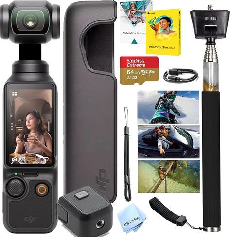 DJI Osmo Pocket 3 Gimbal Camera, Bundle with 64GB Memory Card and Card Reader in Saudi Arabia