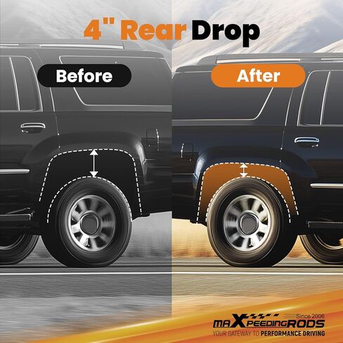 maXpeedingrods 4" Rear Lowering kit for GM SUV 2007-2020, for Chevy Tahoe/Avalanche/Suburban, for GMC Yukon/Denali/Yukon XL, for Cadillac Escalade EXT, Lowering Spring & Shock Extention in Kuwait