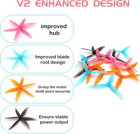 GEMFAN Hurricane 51466V2 Propellers 3-Blades Props 5.1 Inch Propeller Compatible with 2207 2208 2205-2306 Brushless Motor FPV Racing Drone(Pack of 16pcs) in Kuwait