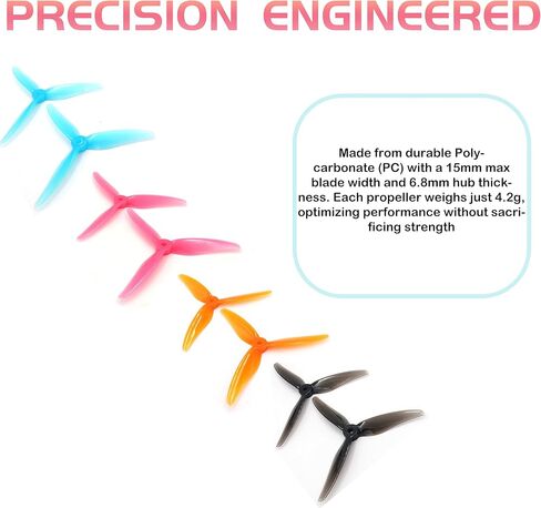 GEMFAN Hurricane 51466V2 Propellers 3-Blades Props 5.1 Inch Propeller Compatible with 2207 2208 2205-2306 Brushless Motor FPV Racing Drone(Pack of 16pcs) in Kuwait