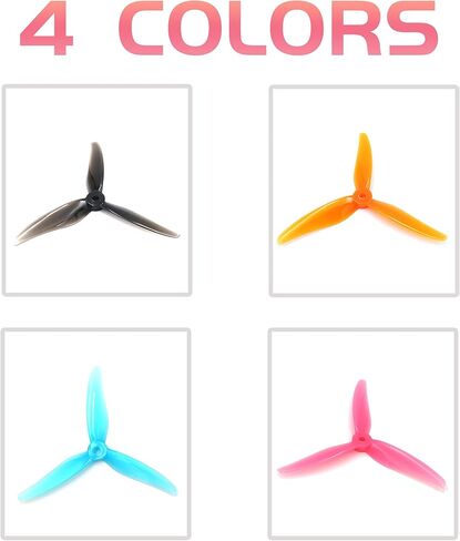 GEMFAN Hurricane 51466V2 Propellers 3-Blades Props 5.1 Inch Propeller Compatible with 2207 2208 2205-2306 Brushless Motor FPV Racing Drone(Pack of 16pcs) in Kuwait