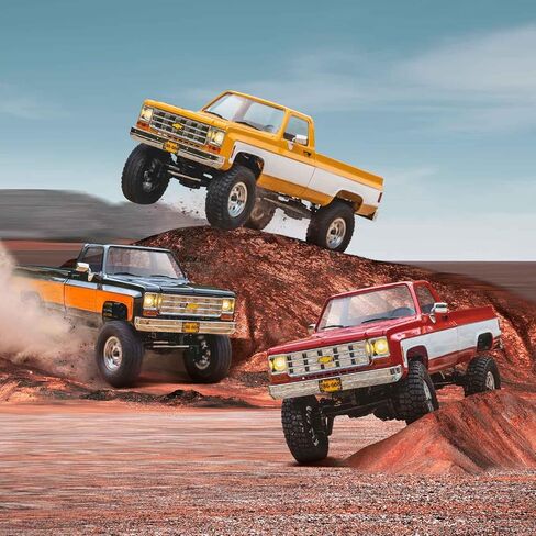 EAZYRC FMS 1/18 FCX18S Chevy K10 S RC Crawler RTR مع ترخيص أحمر، شاحنة بيك اب RC 4x4 Chevy Hobby Grade 2-Speed ​​Transmission Monster Truck للبالغين مع ضوء LED (أحمر) in Kuwait